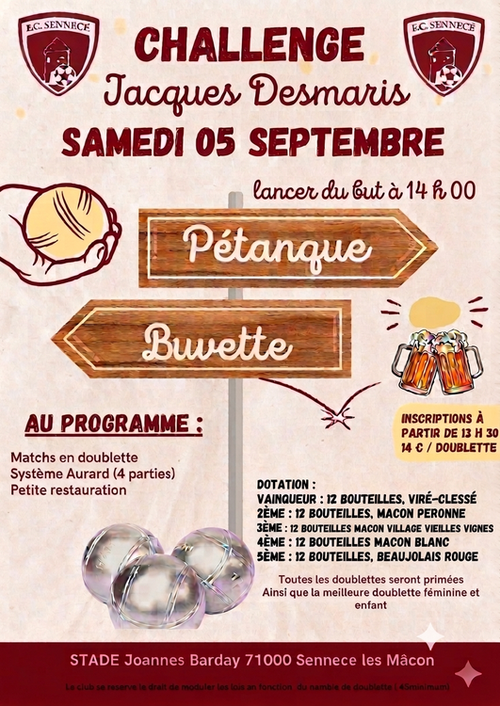 Concours de pétanque en Doublette - Mâcon