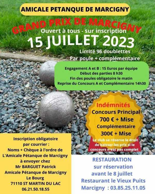 Concours de pétanque en Doublette - Marcigny