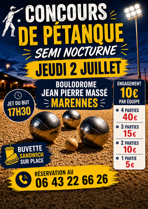 Concours de pétanque en Doublette - Marennes