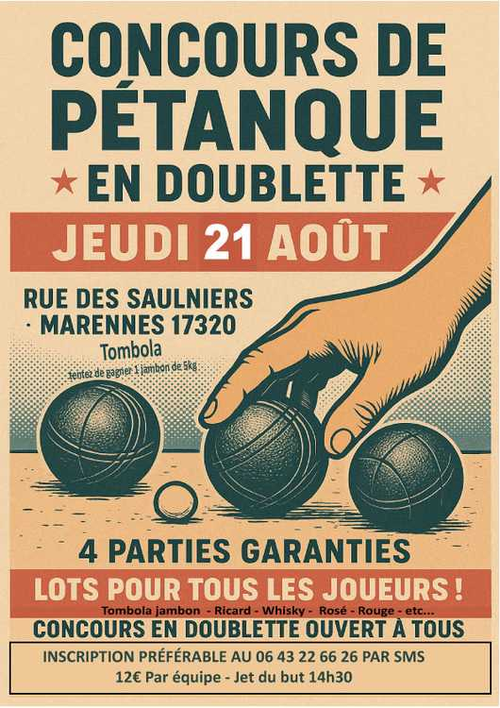 Concours de pétanque en Doublette - Marennes