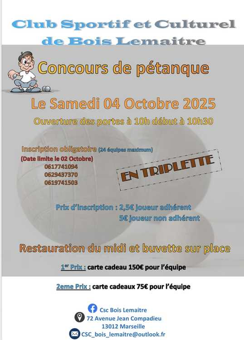 Concours de pétanque en Triplette - Marseille
