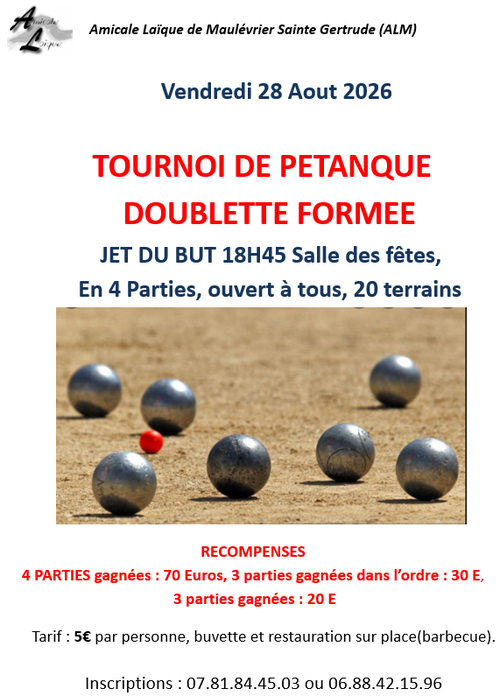 Concours de pétanque en Doublette - Maulévrier-Sainte-Gertrude