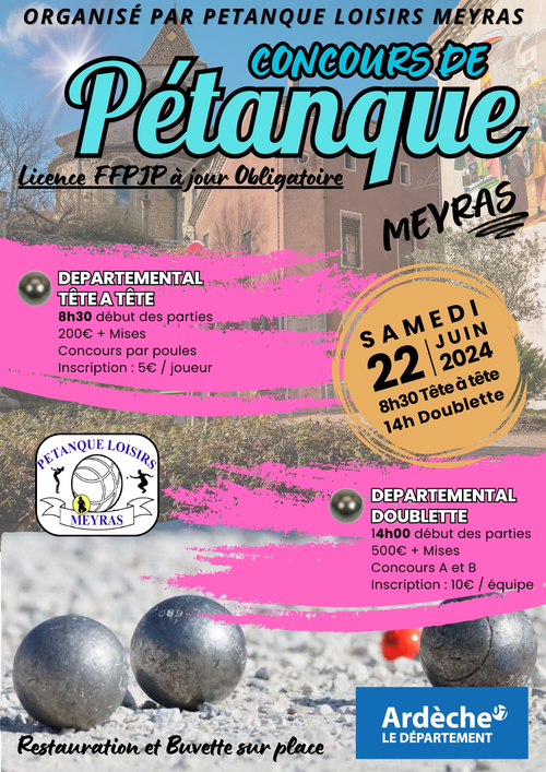 Concours de pétanque en Tête à tête - Départemental - Meyras
