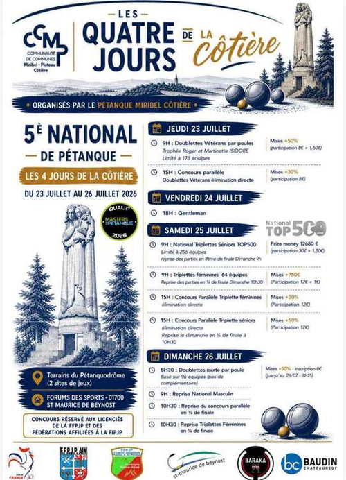 Concours de pétanque en Doublette - Départemental - Miribel