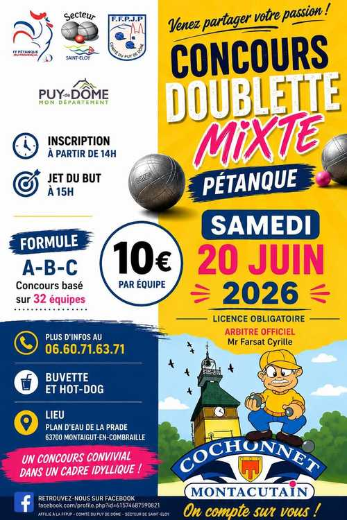 Concours de pétanque en Doublette Mixte - Départemental - MONTAIGUT