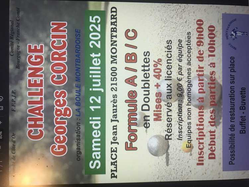 Concours de pétanque en Doublette - Départemental - Montbard