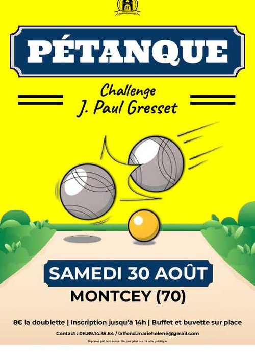 Concours de pétanque en Doublette - Montcey