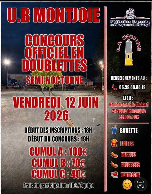 Concours de pétanque en Doublette - Départemental - MONTJOIE