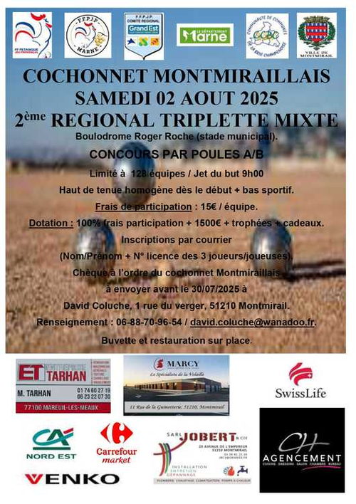 Concours de pétanque en Triplette Mixte - Régional - Montmirail