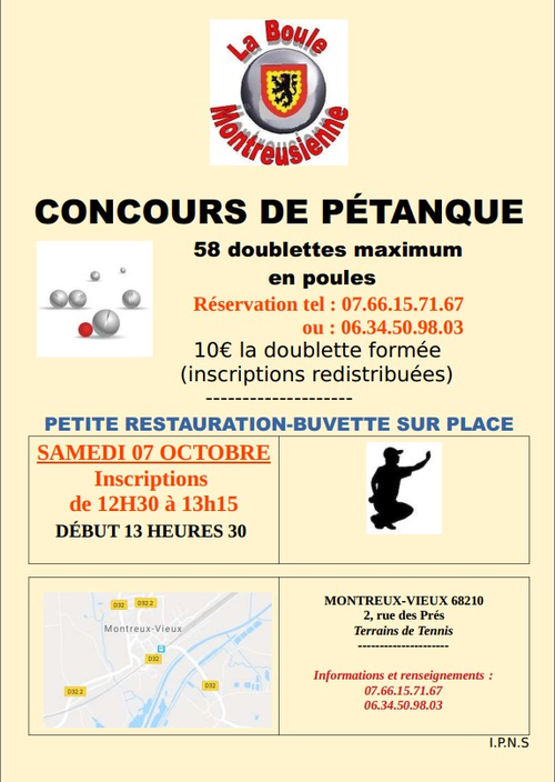 Concours de pétanque en Doublette - Montreux-Vieux