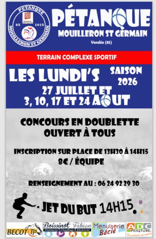 Concours de pétanque en Doublette - Mouilleron-en-Pareds
