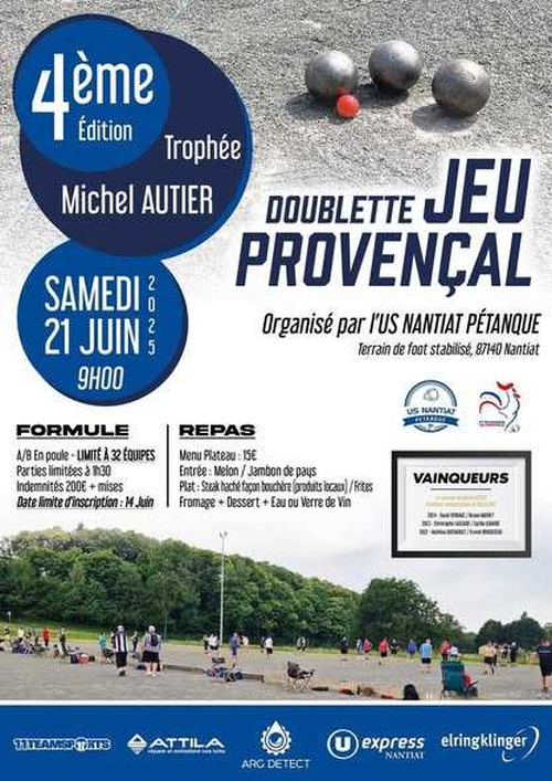 Concours de pétanque en Doublette - Départemental - Nantiat