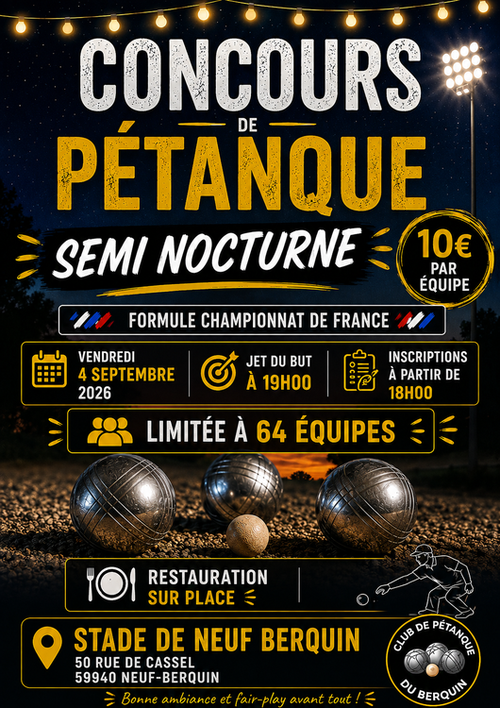 Concours de pétanque en Doublette - Neuf-Berquin