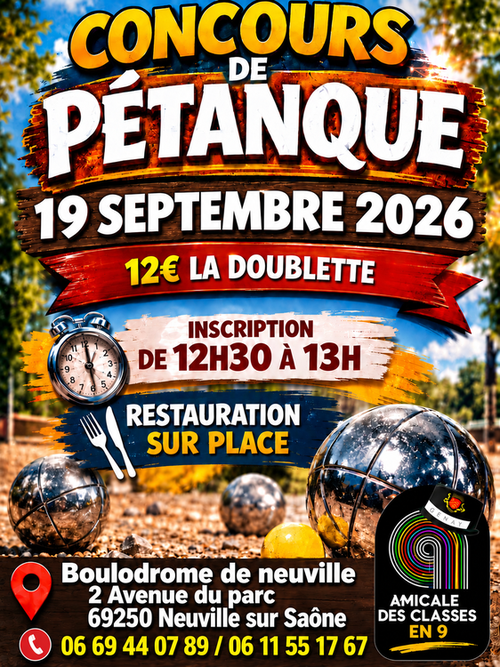 Concours de pétanque en Doublette - Neuville-sur-Saône