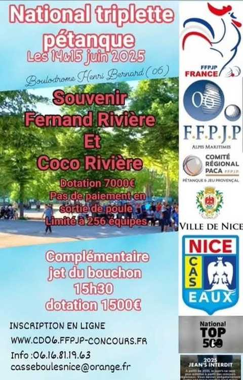 Concours de pétanque en Triplette - National TOP 500 - Nice