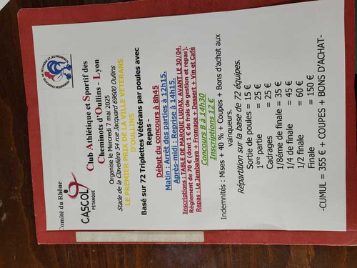 Concours de pétanque en Triplette - Oullins
