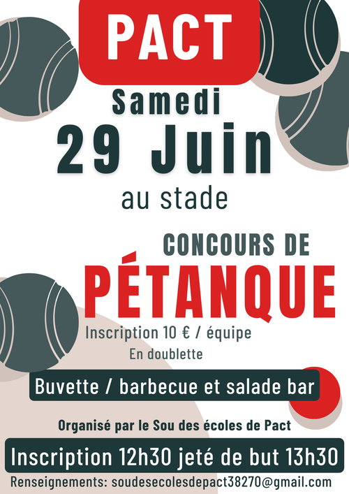 Concours de pétanque en Doublette - Pact