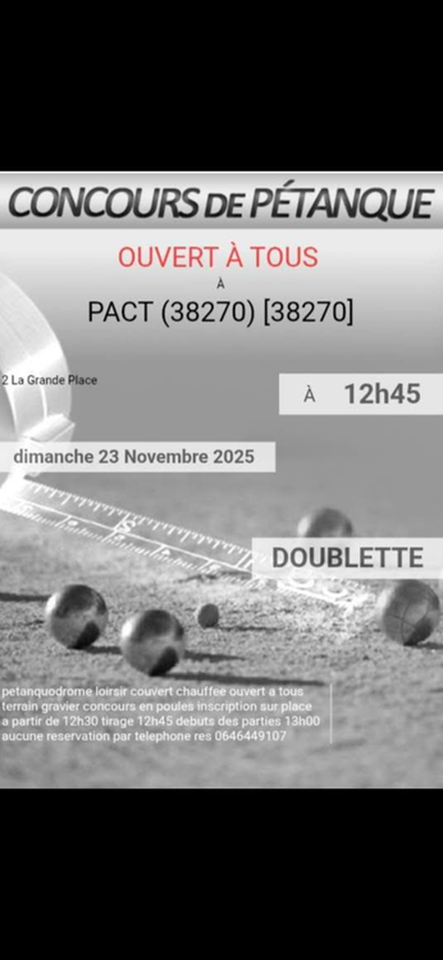 Concours de pétanque en Doublette - Pact