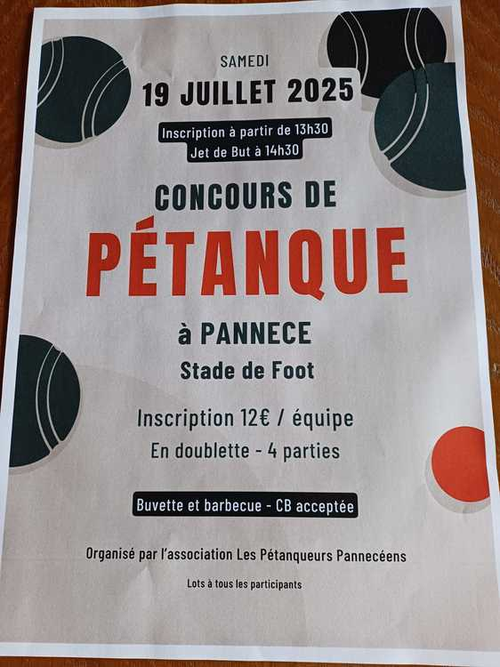Concours de pétanque en Doublette - Pannecé
