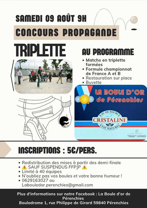 Concours de pétanque en Triplette - Pérenchies