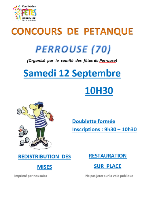 Concours de pétanque en Doublette - Perrouse