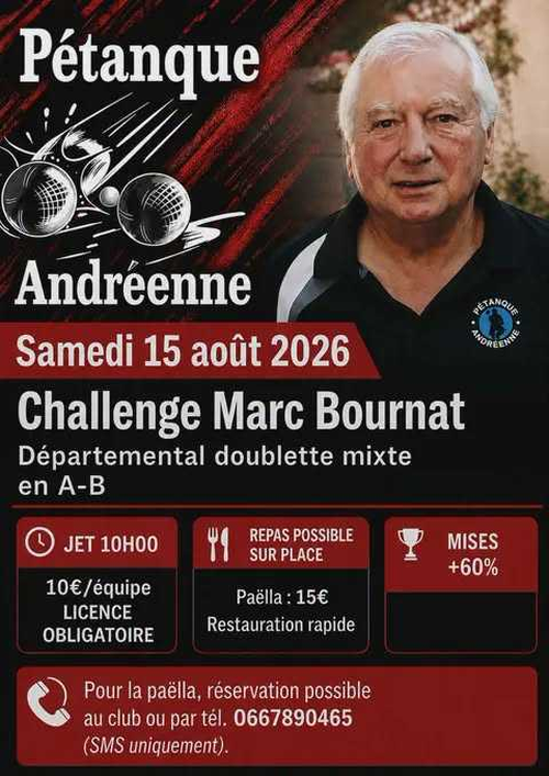 Concours de pétanque en Doublette - Départemental - PETANQUE ANDREENNE