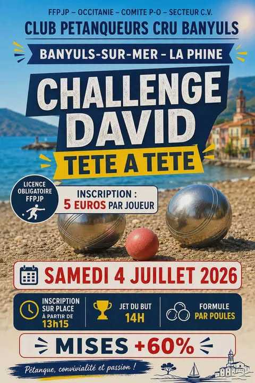 Concours de pétanque en Tête à tête - Départemental - PETANQUEURS CRU BANYULS