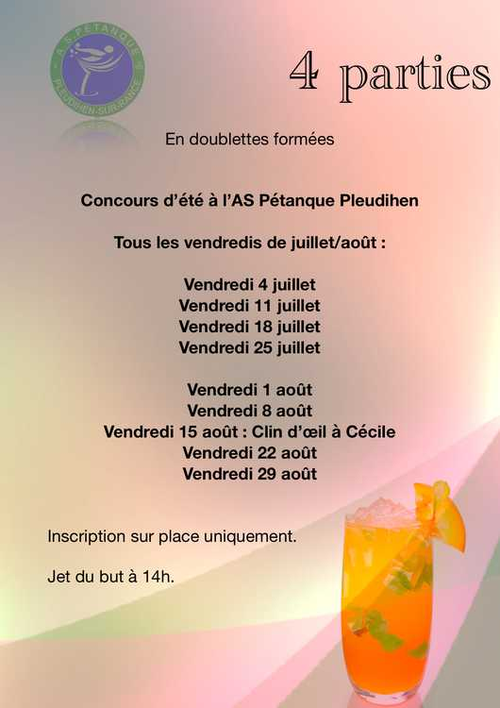Concours de pétanque en Doublette - Pleudihen-sur-Rance