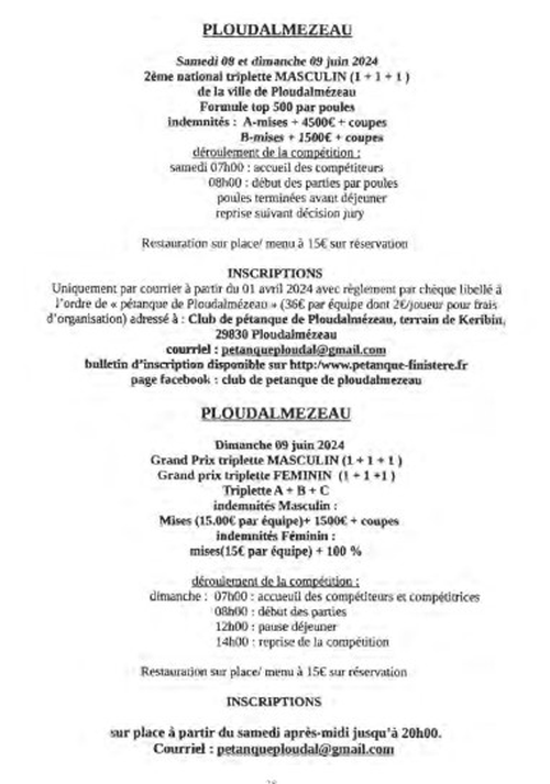 Concours de pétanque en Triplette - Départemental - Ploudalmézeau