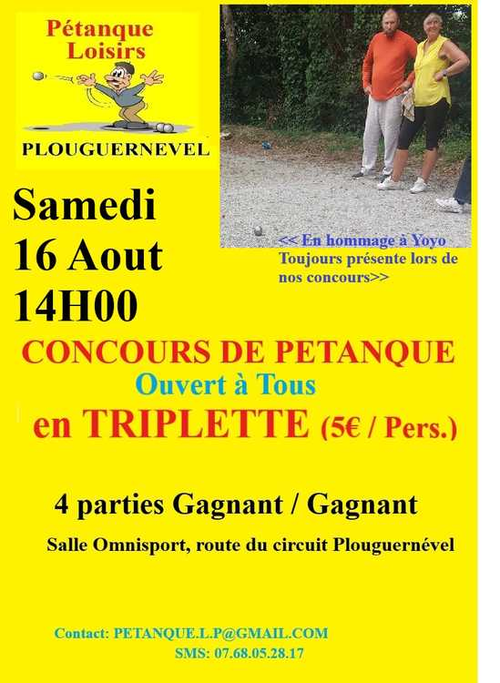 Concours de pétanque en Triplette - Plouguernével