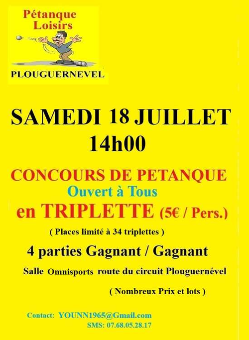Concours de pétanque en Triplette - Plouguernével