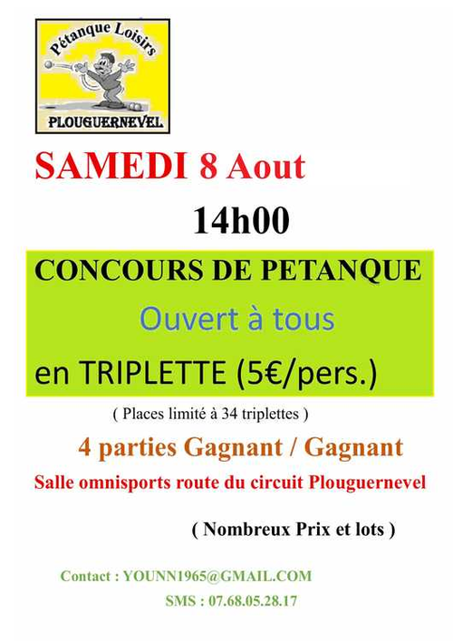 Concours de pétanque en Triplette - Plouguernével
