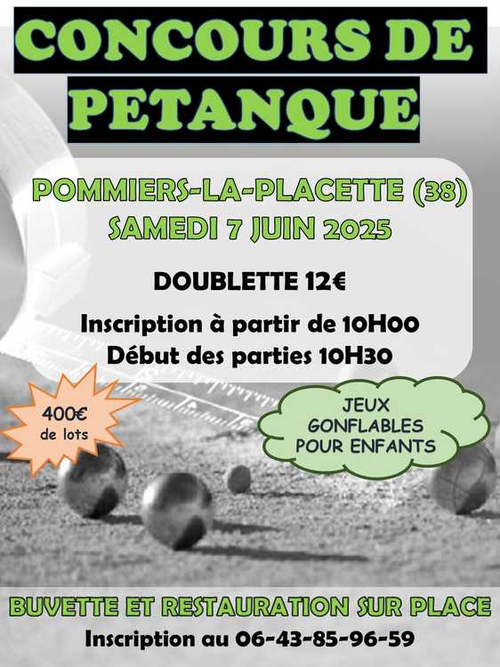Concours de pétanque en Doublette - Pommiers-la-Placette