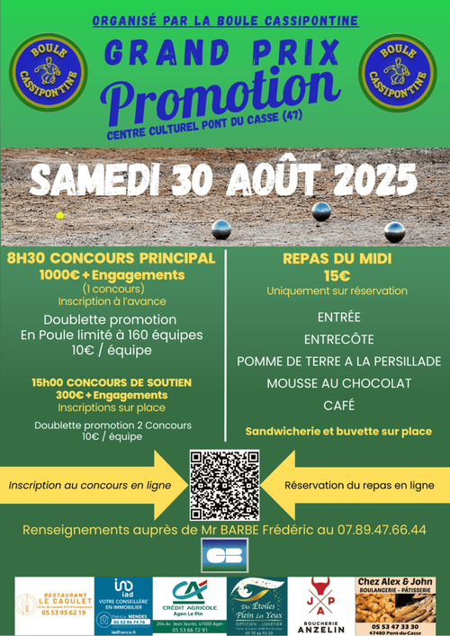 Concours de pétanque en Doublette - Départemental - Boule Cassipontine