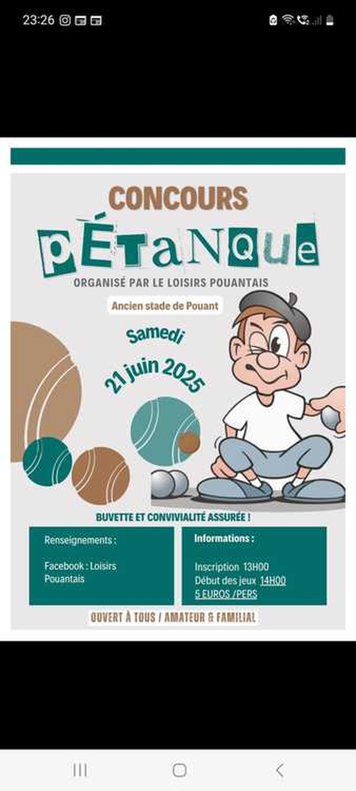 Concours de pétanque en Doublette - Pouant