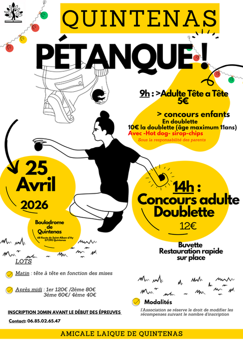 Concours de pétanque en Doublette - Quintenas