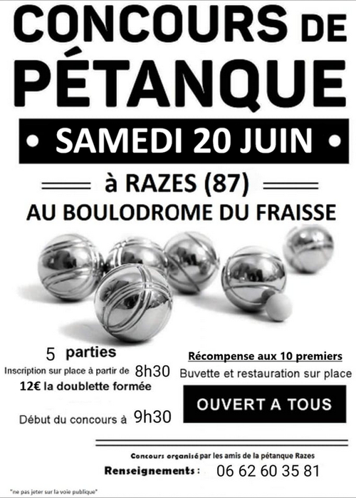 Concours de pétanque en Doublette - Razès