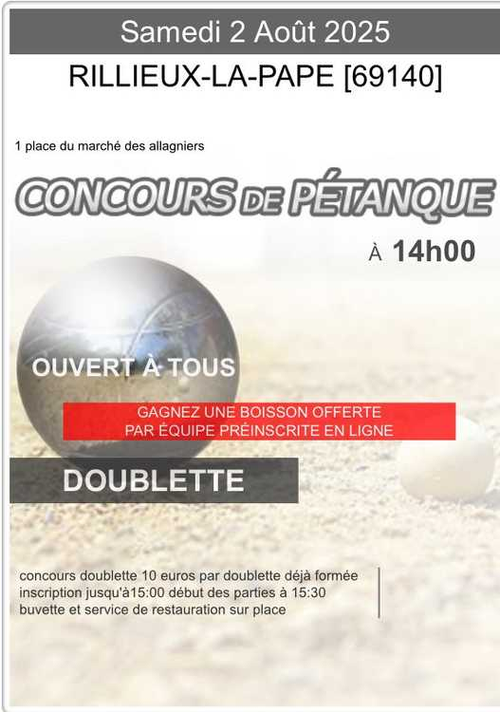 Concours de pétanque en Doublette - Rillieux-la-Pape