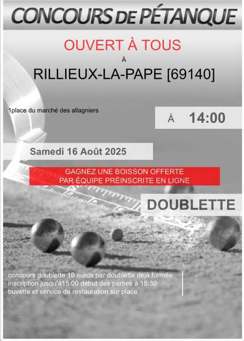 Concours de pétanque en Doublette - Rillieux-la-Pape