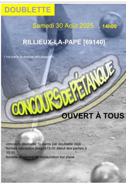Concours de pétanque en Doublette - Rillieux-la-Pape