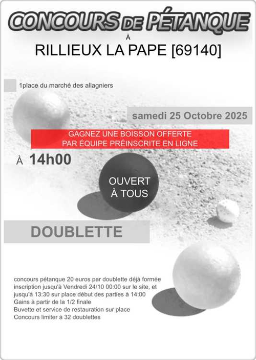 Concours de pétanque en Doublette - Rillieux-la-Pape