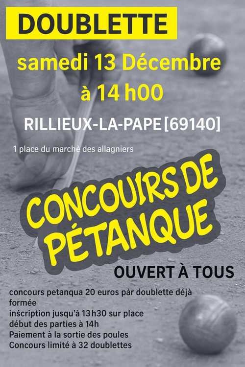 Concours de pétanque en Doublette - Rillieux-la-Pape