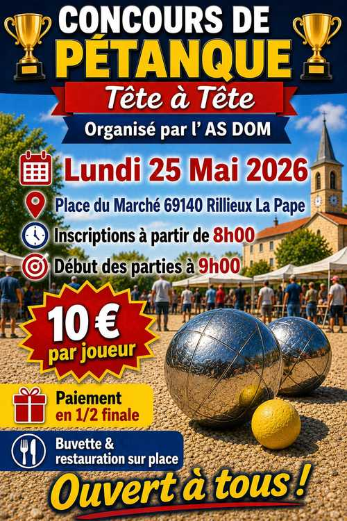 Concours de pétanque en Tête à tête - Rillieux-la-Pape