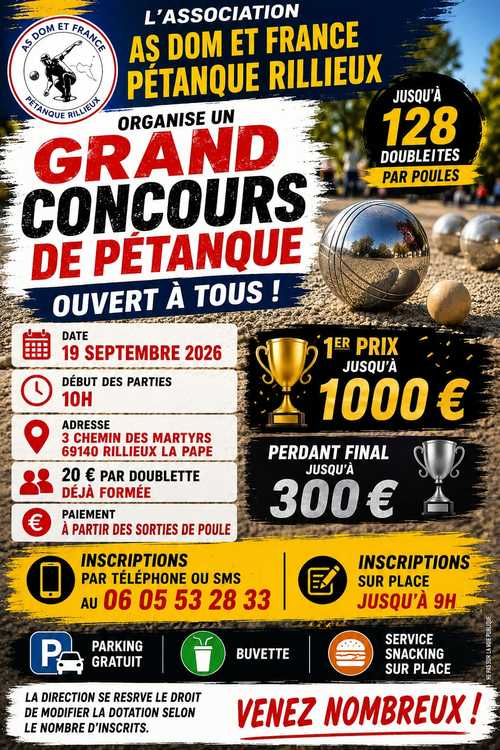 Concours de pétanque en Doublette - Rillieux-la-Pape