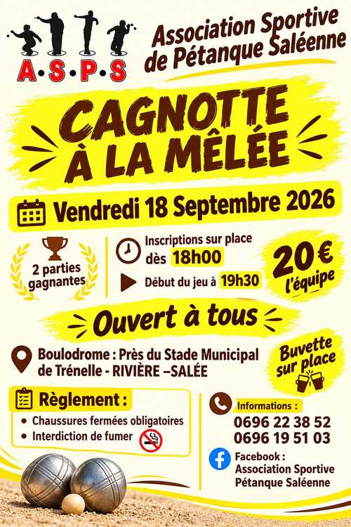 Concours de pétanque en Doublette - Rivière-Salée