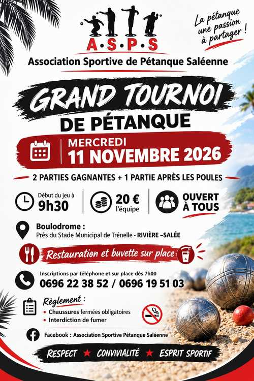 Concours de pétanque en Doublette - Rivière-Salée
