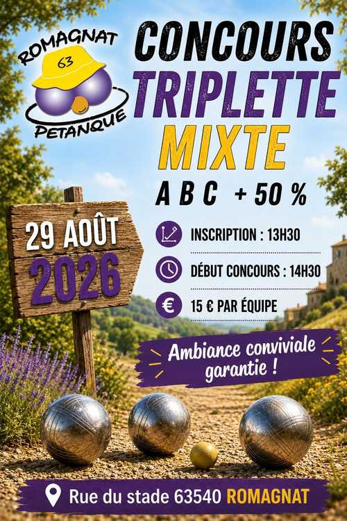 Concours de pétanque en Triplette Mixte - Grand Prix - ROMAGNAT