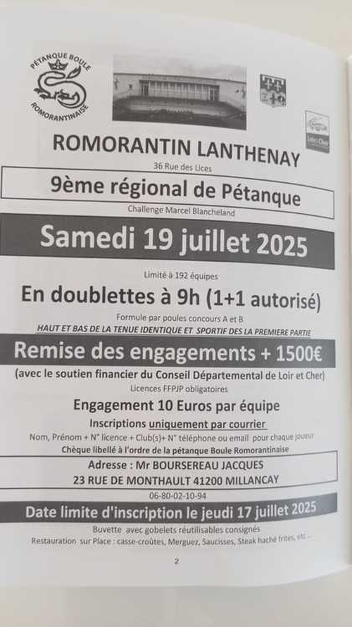 Concours de pétanque en Doublette - Régional - Romorantin-Lanthenay