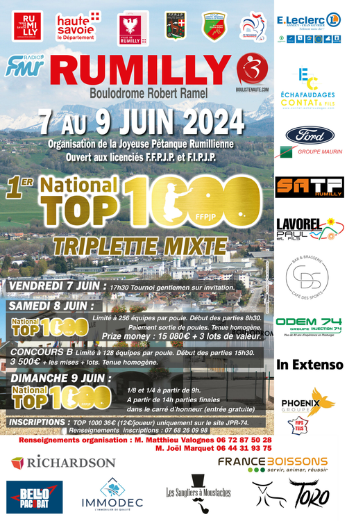 Concours de pétanque en Triplette Mixte - National TOP 1000 et + - Rumilly