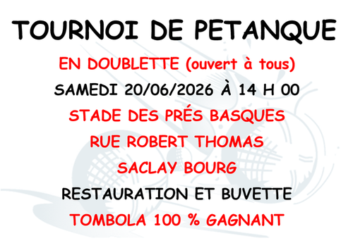 Concours de pétanque en Doublette - Saclay